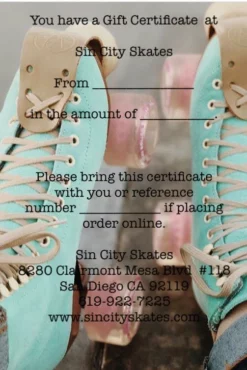 Sin City Skates Aggressive / Park Gift Certificate Card -Printable